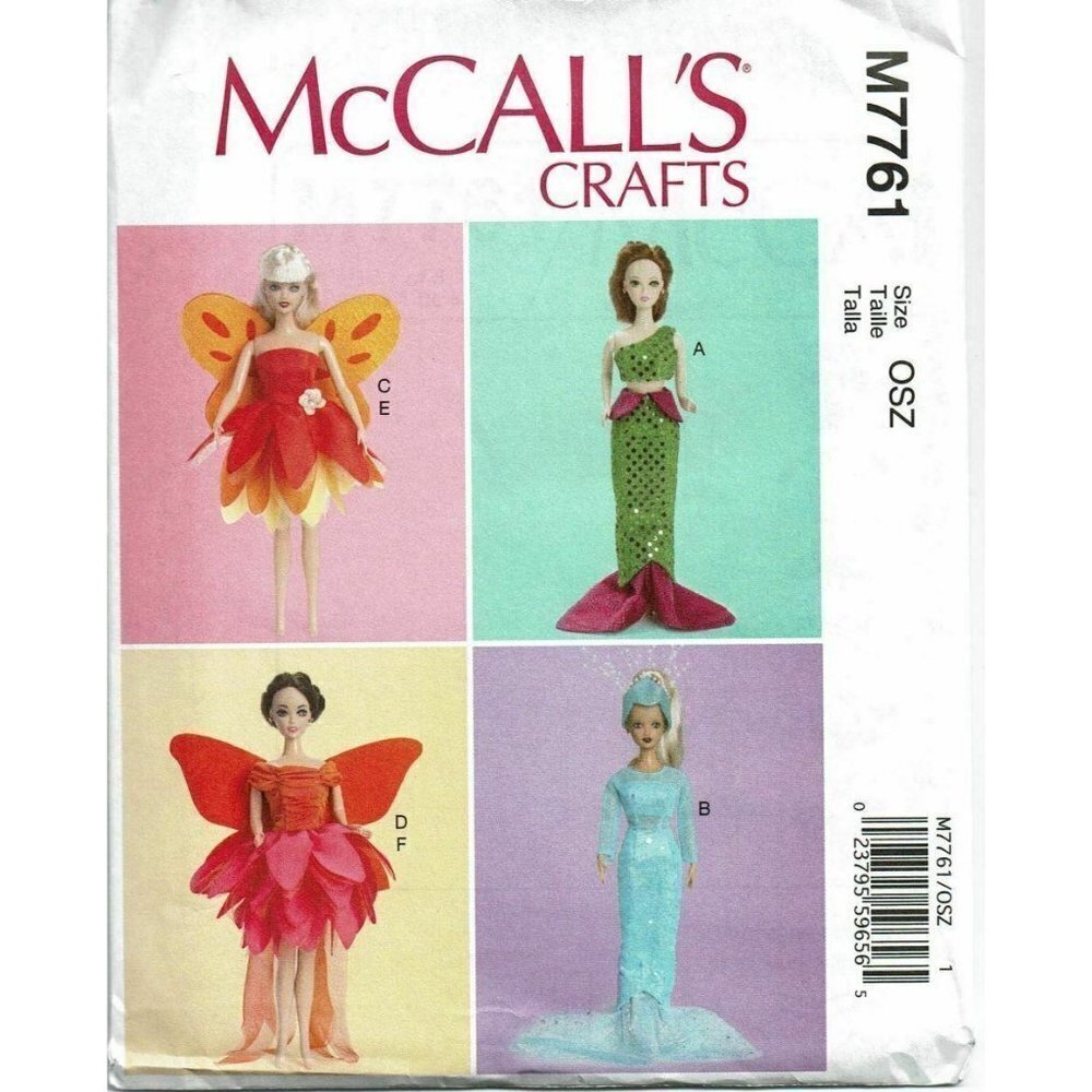 McCalls Sewing Pattern 7761‎ Costumes for 11.5" Dolls